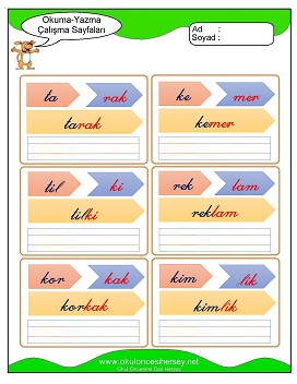 k sesi Grubu Çalışma Sayfaları